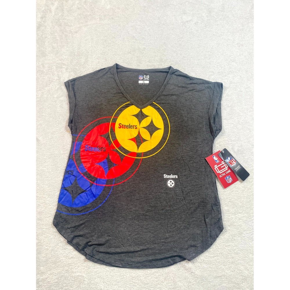 Ultra Game‎ NFL Pittsburgh Steelers Football Team Shirt Womens XL Gray